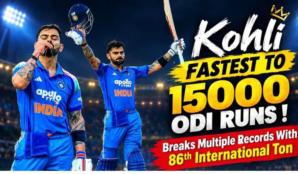 Kohli breaks Multiple records with Fastest 15000 ODI Runs and 86th International Ton.