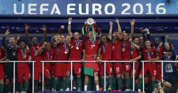 Cristiano Ronaldo celebrates Portugal's UEFA Euro 2016 triumph.